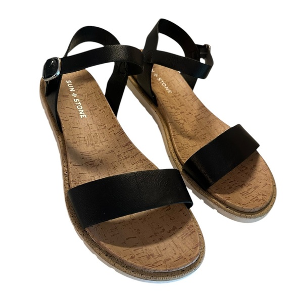 Women’s Sun + Stone Black Mattie Sandals Size 9 - Picture 2 of 8